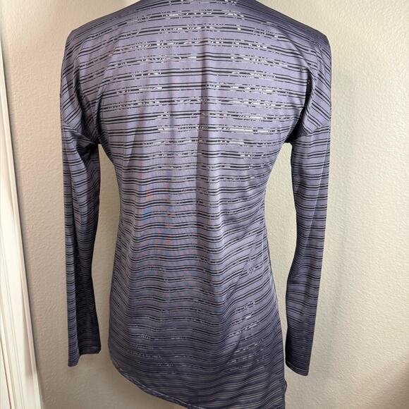 Lululemon Sheer Striped Purple Tie Front Long Sleeve Yoga Top - Picture 4 of 7